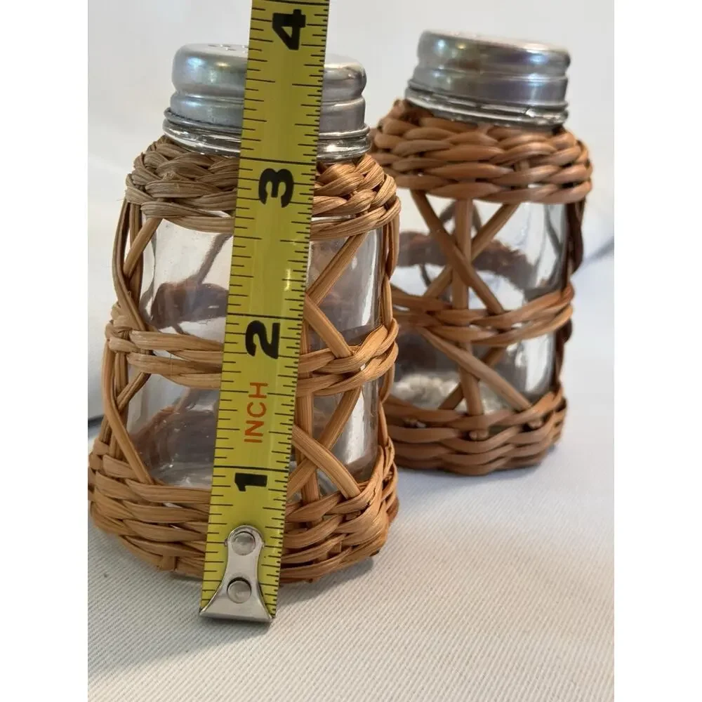 Pottery Barn Rattan Salt And Pepper Shakers NIB